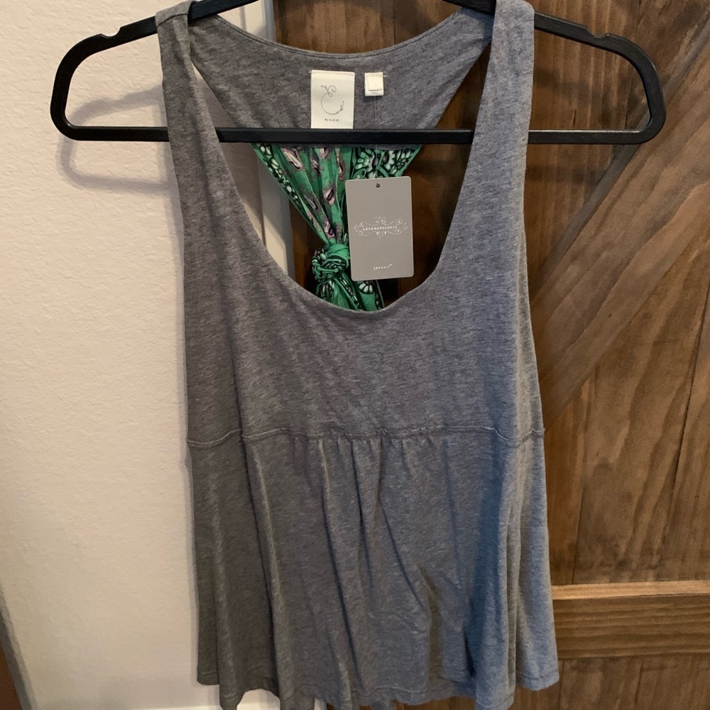 NWT Anthropologie tank top with green scarf detail